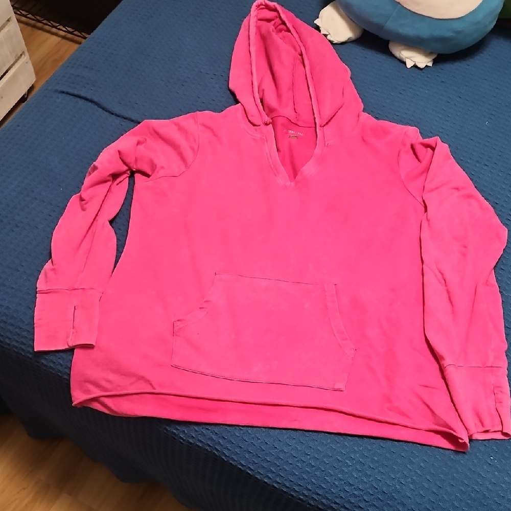 Hot Pink Hoodie with V-Neck